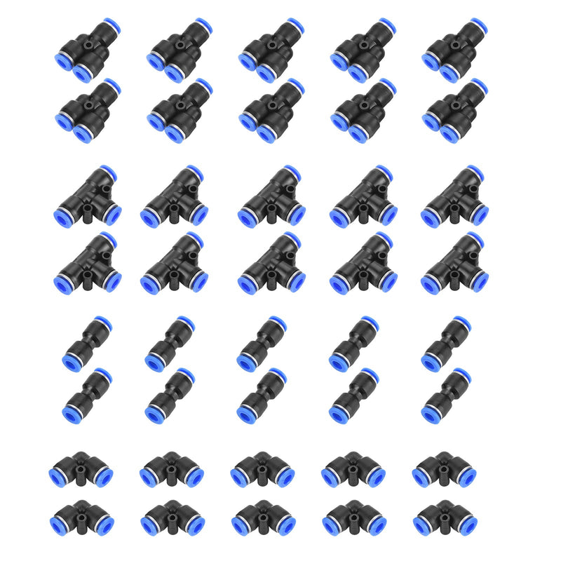 40 kpl Quick 6mm OD 1/4" muovinen pneumaattinen paineliitin ilmaletkun liittimet