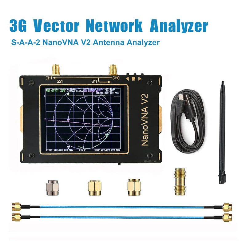 NanoVNA V2 3G 3,2" vektoriverkkoantennin analysaattori 50kHz-3GHz lyhytaaltoille