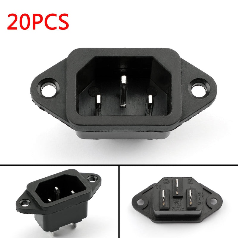 5 peças IEC320 C14 3 pinos soquete de montagem de parafuso 10A 250V para barco faça você mesmo AC-04 