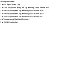 12 stk Pyrex glasskal Tig svejsebrænder tilbehørssæt til Wp-17/18/26