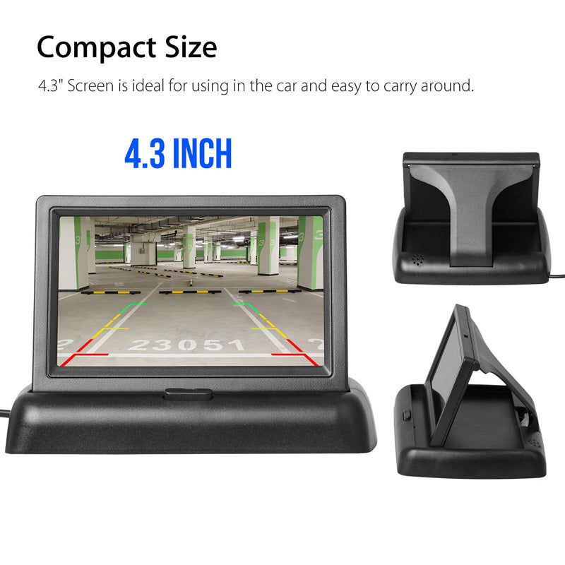 Monitor de carro dobrável de 4,3" TFT LCD NTSC PAL Assistente de estacionamento noturno de 4,3 polegadas