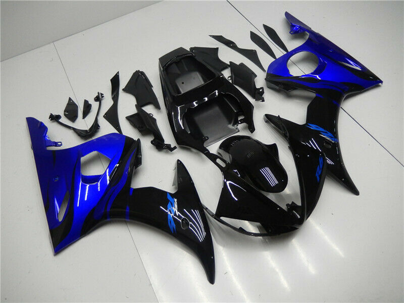 Verkleidungs-Einspritz-Kunststoff-Set passend für Yamaha 2003 2004 YZF R6 Blau Schwarz Generisch