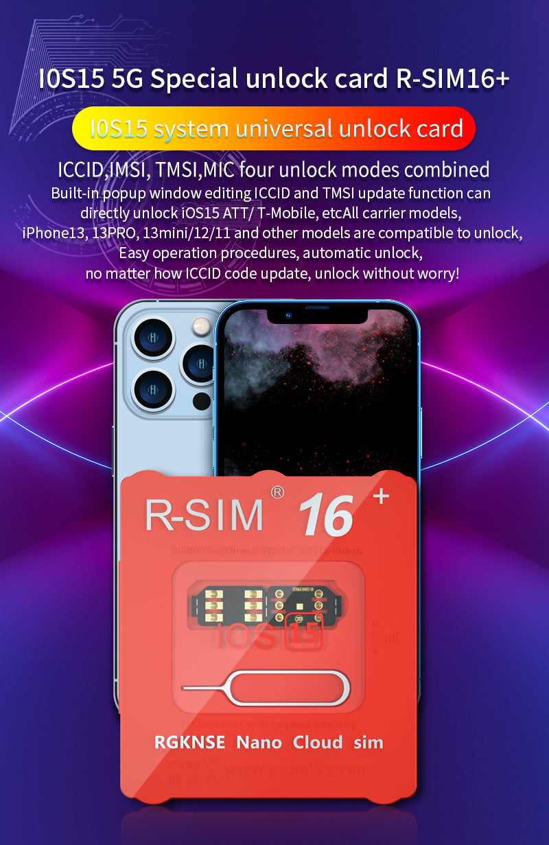 R-sim 16+ Nano desbloquear cartão RSIM para iPhone 13 Pro 12 Pro Max XS XR 8 iOS 15