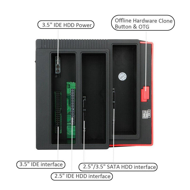 Multifunktions 2.5 3.5" HDD Dockningsstation UKB 3.0 Clone Hard Drive EU