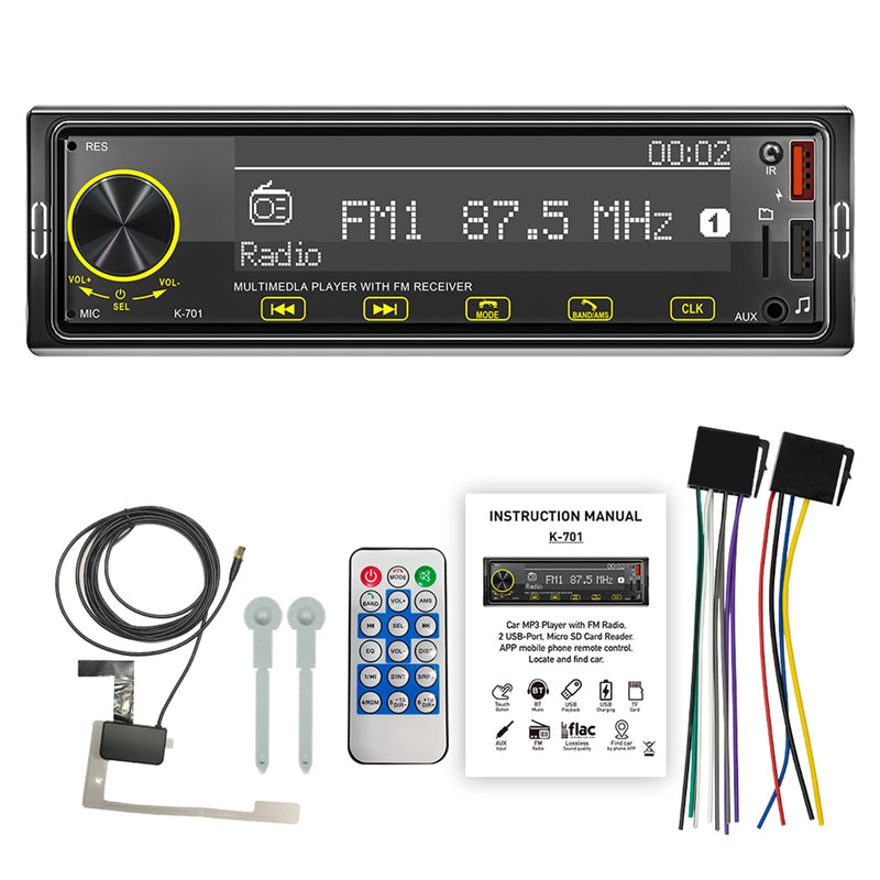 Reproductor MP3 para coche FM con radio estéreo Bluetooth 1DIN con pantalla táctil 2.5D con DAB