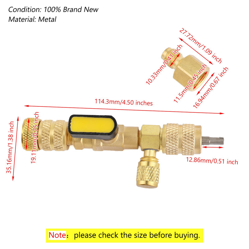 Removedor de Núcleo de Válvula CA HVAC Tamanho Duplo Ferramenta Instaladora de Porta de 1/4" e 5/16"