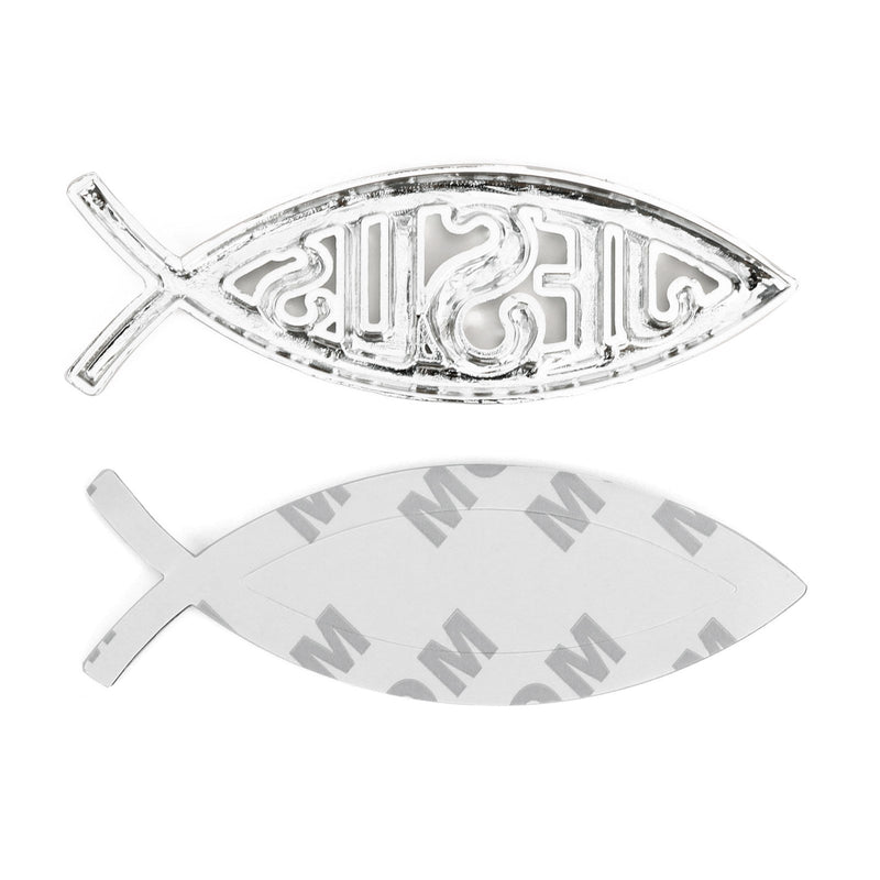 3D Auto Aufkleber Emblem Aufkleber Religiöser Gott für Jesus Christliches Fischsymbol Silber