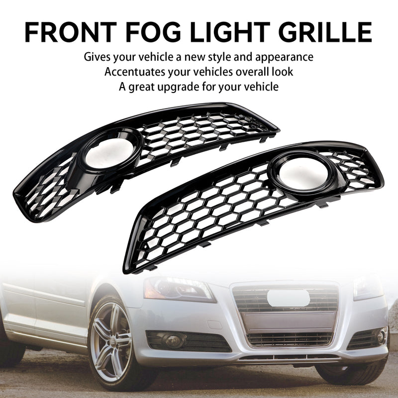 Audi A3 8P 2009-2013 Honeycomb Bumper Front Tåkelys Grill Grille Cover.