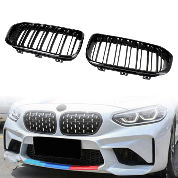 BMW 1-serie F20 F21 2015-2017 glanssvart dobbel nyregitter foran