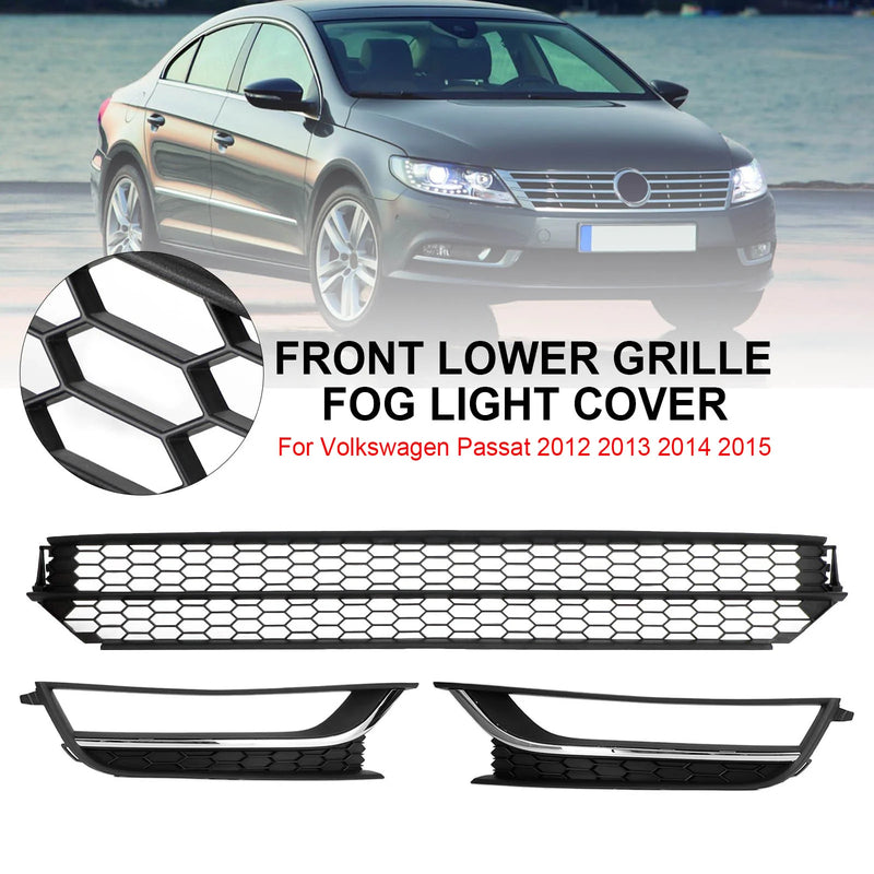 VW Passat 2012-2015 Front Nedre Grill Grill Tåkelys Deksel Black & Chrome