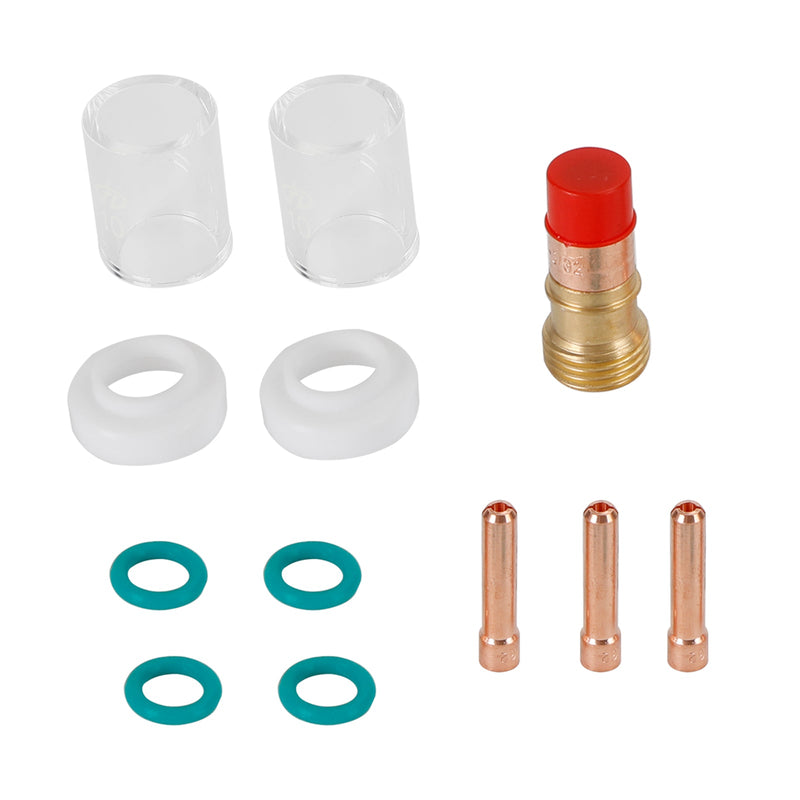 Kit de accesorios para soplete de soldadura Tig, carcasa de vidrio Pyrex, 12 Uds., para Wp-17/18/26