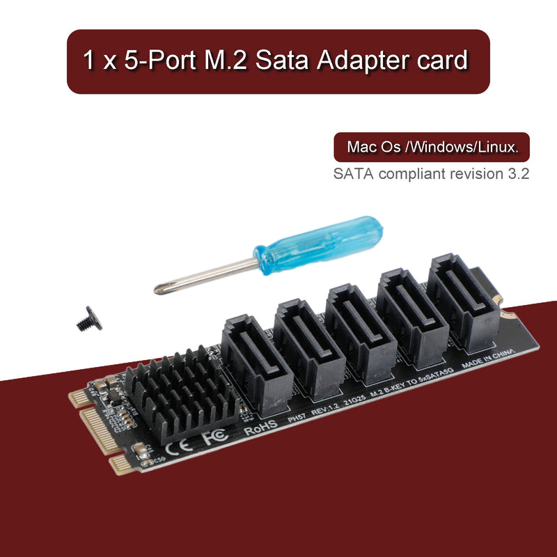 M.2 auf SATA 3.0 Adapter JMB585 5-Port-Festplattenlaufwerk-Erweiterungskarte für PH56