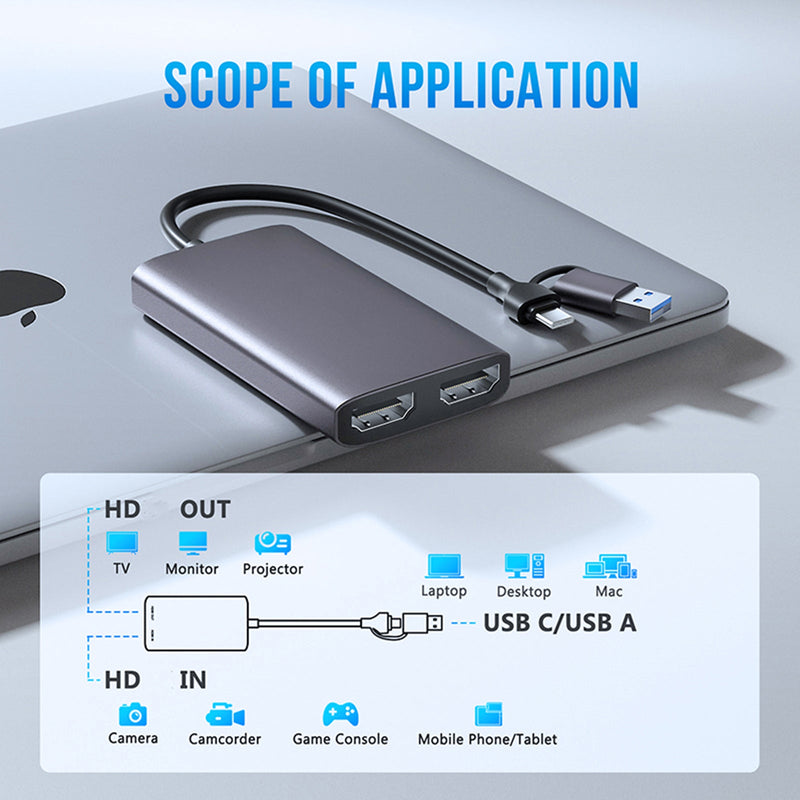 1080P60fps Video Capture Card HDMI till 4K HDMI Loop-out USB3.0 Type-C Grabber