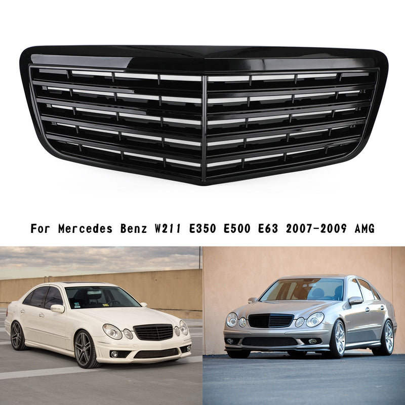 2007–2009 Mercedes Benz W211 E350 500 Frontstoßstange Grill AMG schwarz glänzend