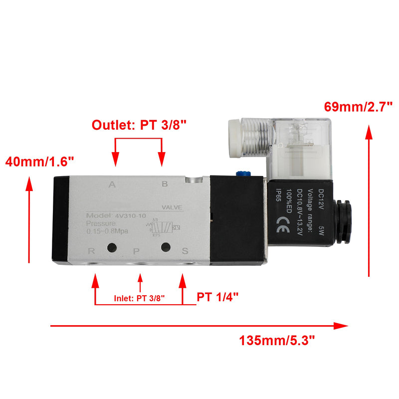 Pneumatisk elektrisk magnetventil 4V310-10 2 Position 5-vägs PT 3/8"