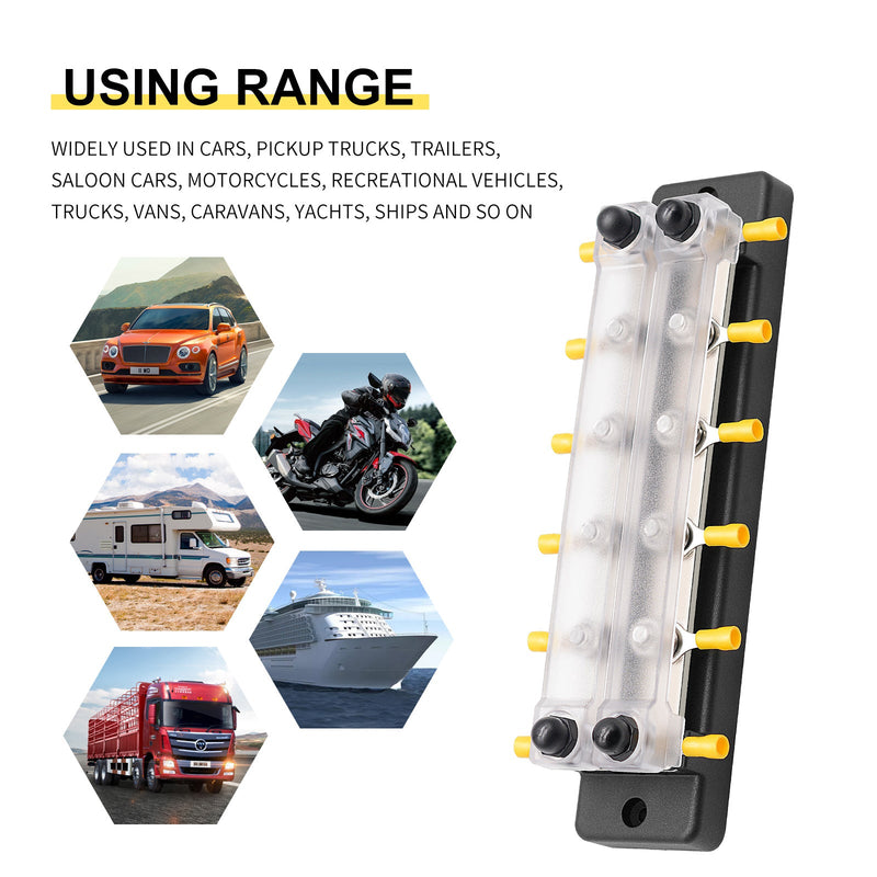 2/4/6/12-Wege-zweireihiges Auto-Sammelschienenblock-Verteilerterminal für Auto-Marine