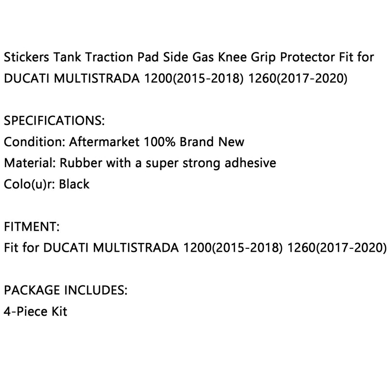 Ochraniacze na zbiorniki, ochraniacze chwytów trakcyjnych, 4-częściowy zestaw pasujący do DUCATI MULTISTRADA 15-18 Generic