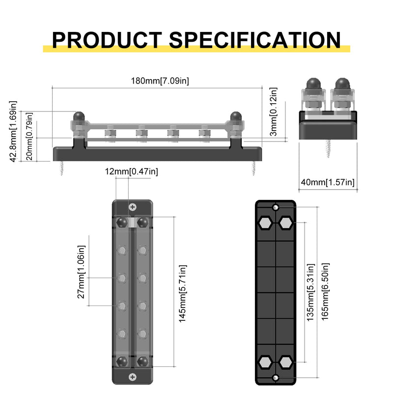 2/4/6/12-Wege-zweireihiges Auto-Sammelschienenblock-Verteilerterminal für Auto-Marine