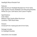 Universal 41mm strålkastarfäste Gaffel Öronkrok Cafe Racer Svart