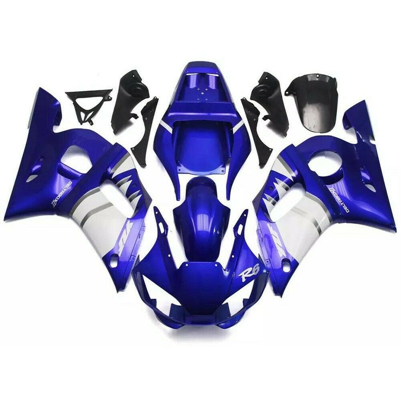 Plastikowa owiewka ABS z wtryskiem ABS Pasuje do Yamaha YZF R6 1998-2002 Niebiesko-biała Generic