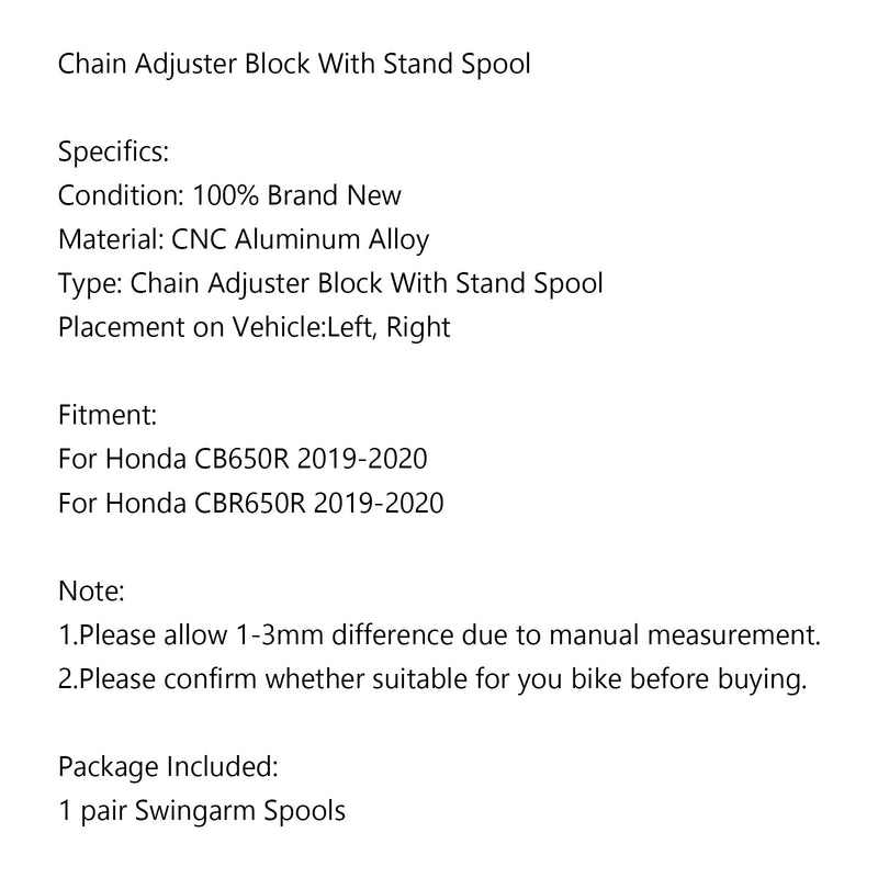 Blok napinacza łańcucha CNC ze szpulą stojakową do Hondy CB650R CBR650R 2019-2020 Generic