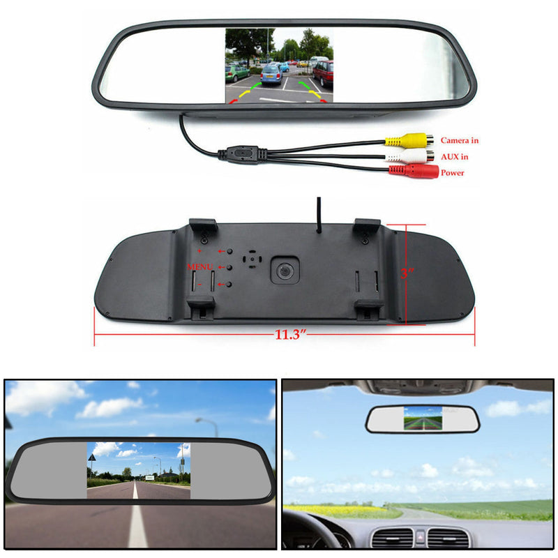 Espelho LCD TFT NTSC PAL de 4,3 polegadas Monitor de carro de 4,3 polegadas, visão noturna, assistência ao estacionamento