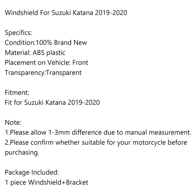 ABS tuulilasi tuulilasi tuulilasi Suzuki Katana 2019-2020 Generic