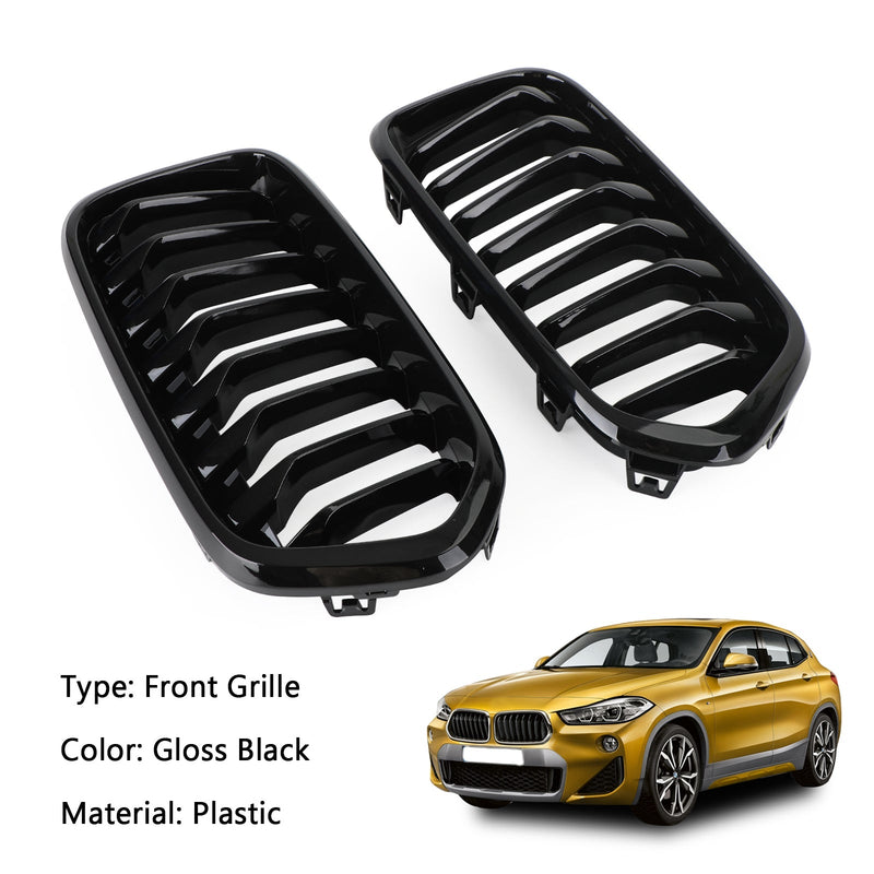 Glänsande svart främre stötfångargrill passar BMW X2-serien F39 2018-2023 Generic