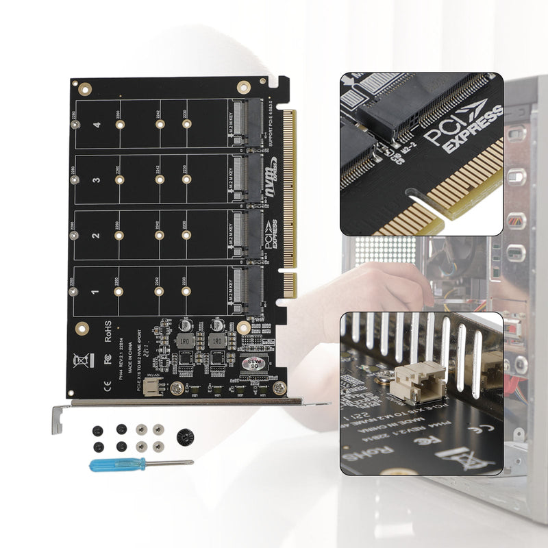 M.2 NVME SSD - PCI-E 4.0 X16 sovitinlaajennuskortti tukee PH44 2280 2242