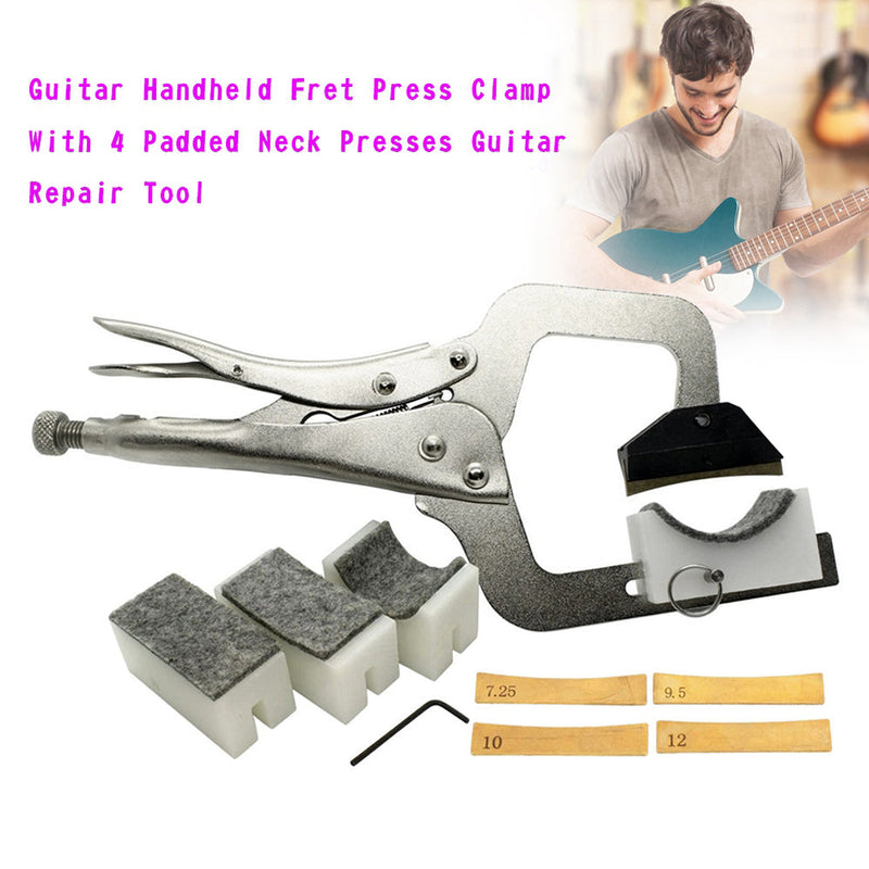 Guitar Hand Fret Press Clamp med 4 vadderade halspress Gitarrreparationsverktyg