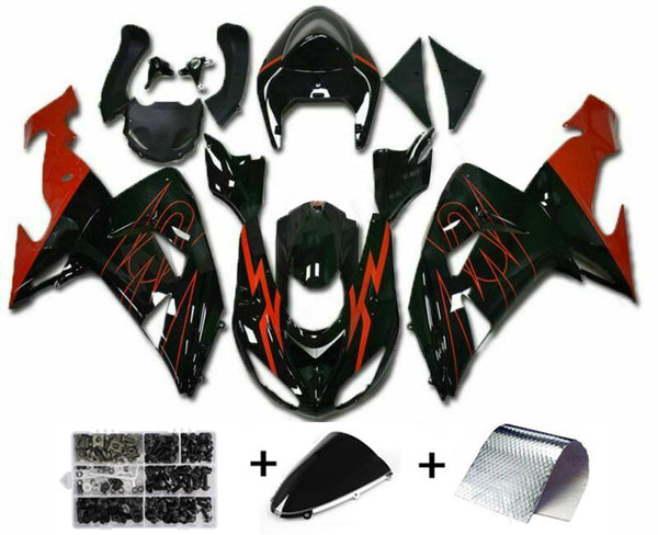 Röd och svart formsprutad plastkåpa lämplig för Kawasaki ZX10R 2006 2007 Generic