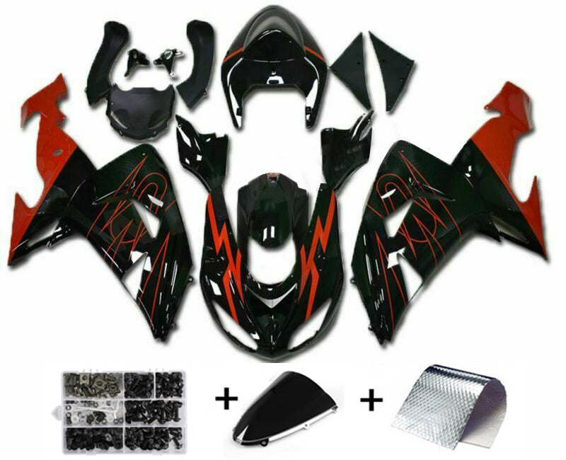 Rot-schwarzes Spritzguss-Verkleidungsset aus Kunststoff, passend für Kawasaki ZX10R 2006 2007 Generic