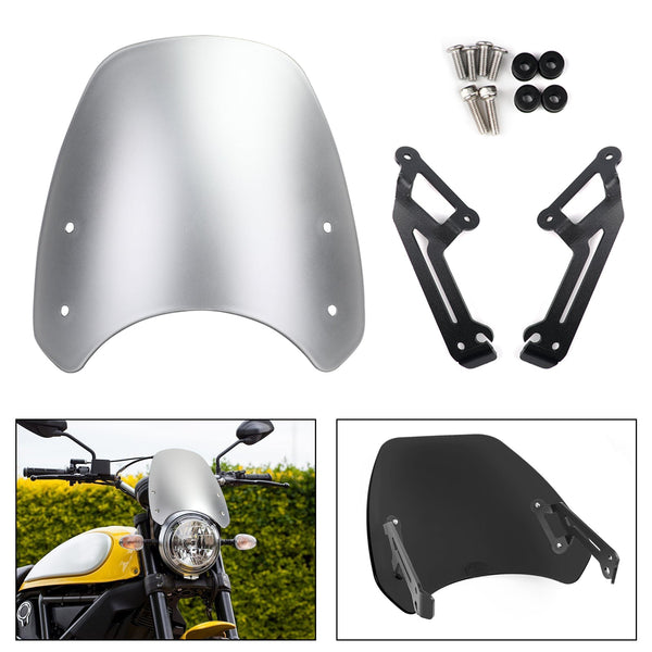 Windshield Windscreen Wind Defector protection For 15-2018 Ducati Scrambler Silver