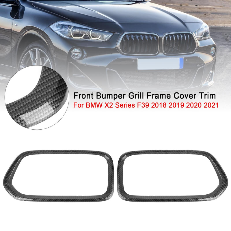 2018-2023 BMW X2 Series F39 Kolfiber främre stötfångare Grill Ramkåpa Trim