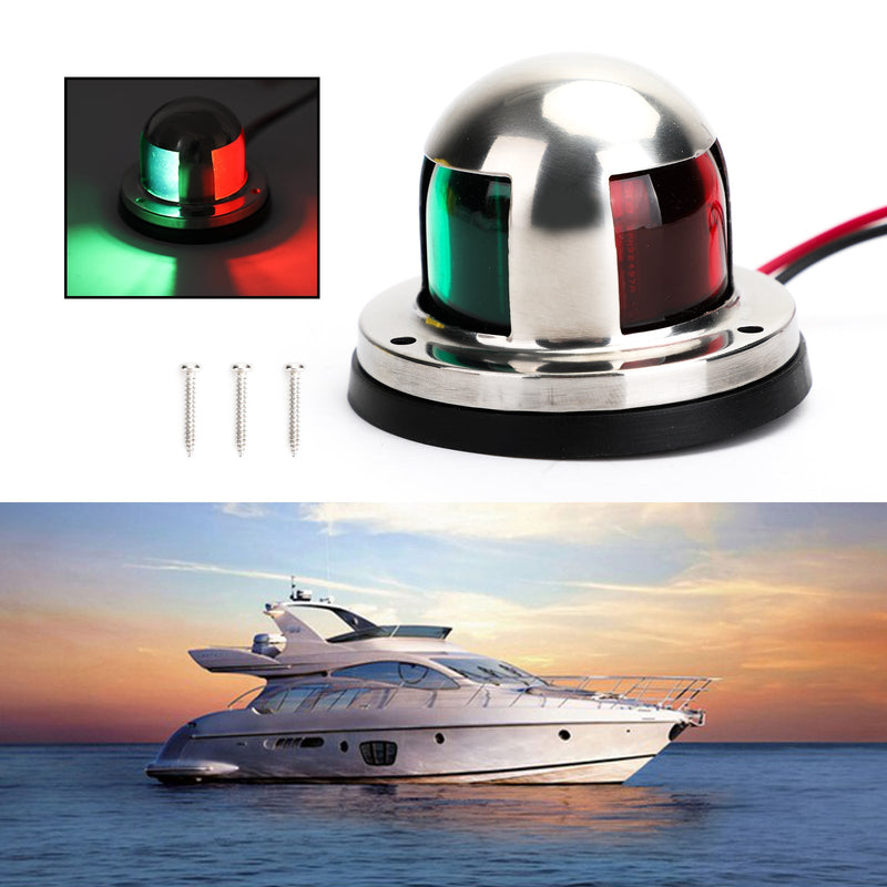 Luces de navegación de proa LED de acero inoxidable 2 en 1, pontón de yate, barco marino, 12V