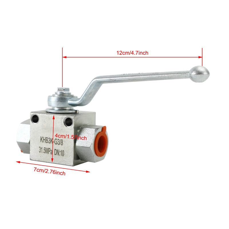 3-tie hydraulinen palloventtiili 1/4"/3/8"/1/2" NPT korkeapainepalloventtiili ulkokierteellä