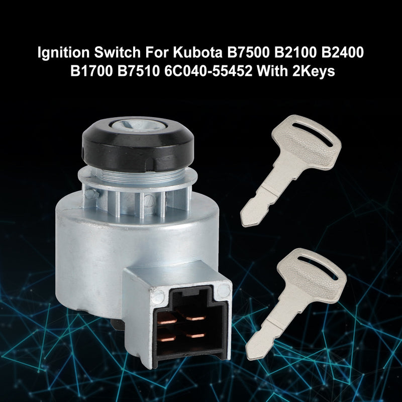 Cerradura de encendido con 2 llaves adecuada para Kubota B2400 B2100 B7500 B1700 6C040-55452