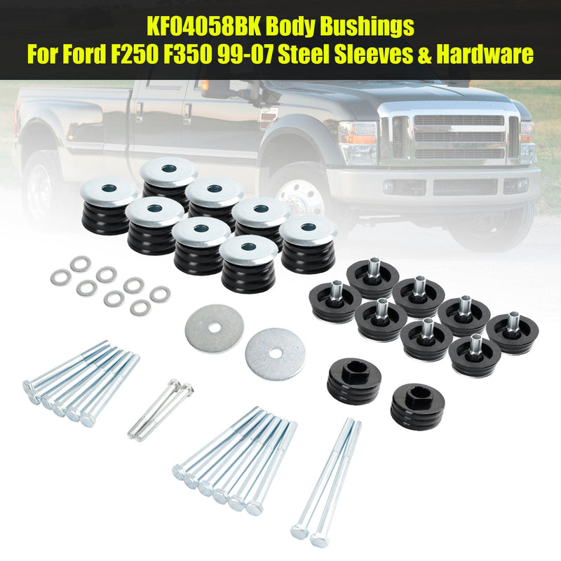 KF04058BK Karosseribøssinger for Ford F250 F350 1999-2007 stålhylser og maskinvare