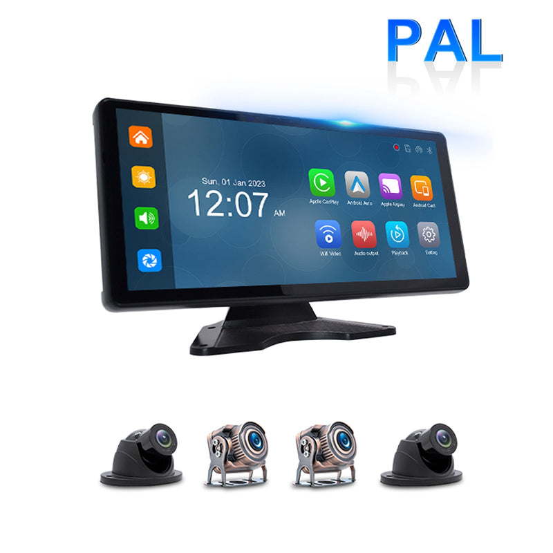 Pantalla táctil IPS Quantum de 10,36 pulgadas, 1600 x 720, para vehículos recreativos, camiones y autobuses + 4 cámaras de visión trasera