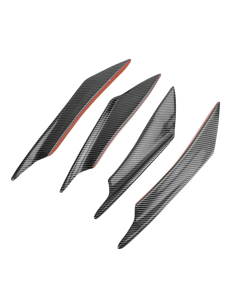 Paket med 4 Universal Front Bumper Fins Body Splitter Spoiler Canards Carbon Look