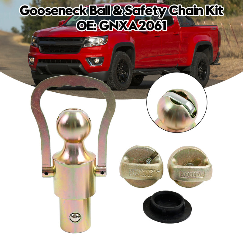 GNXA2061 Gooseneck Ball and Safety Chain Kit för Ford, GM och Nissan Trucks