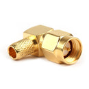 10 stk SMA hanstik retvinklet pin crimp til RG58 RG142 RG400 LMR195 kabel RF