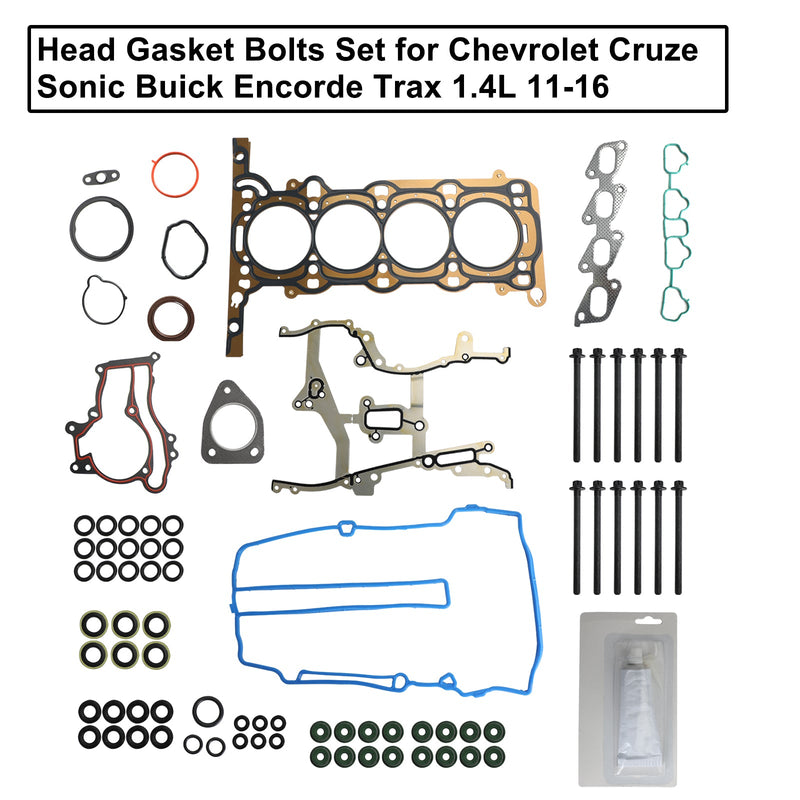 Kit de parafusos da junta da cabeça para Chevrolet Cruze Sonic Buick Encorde Trax 1.4L 11-16 Genérico