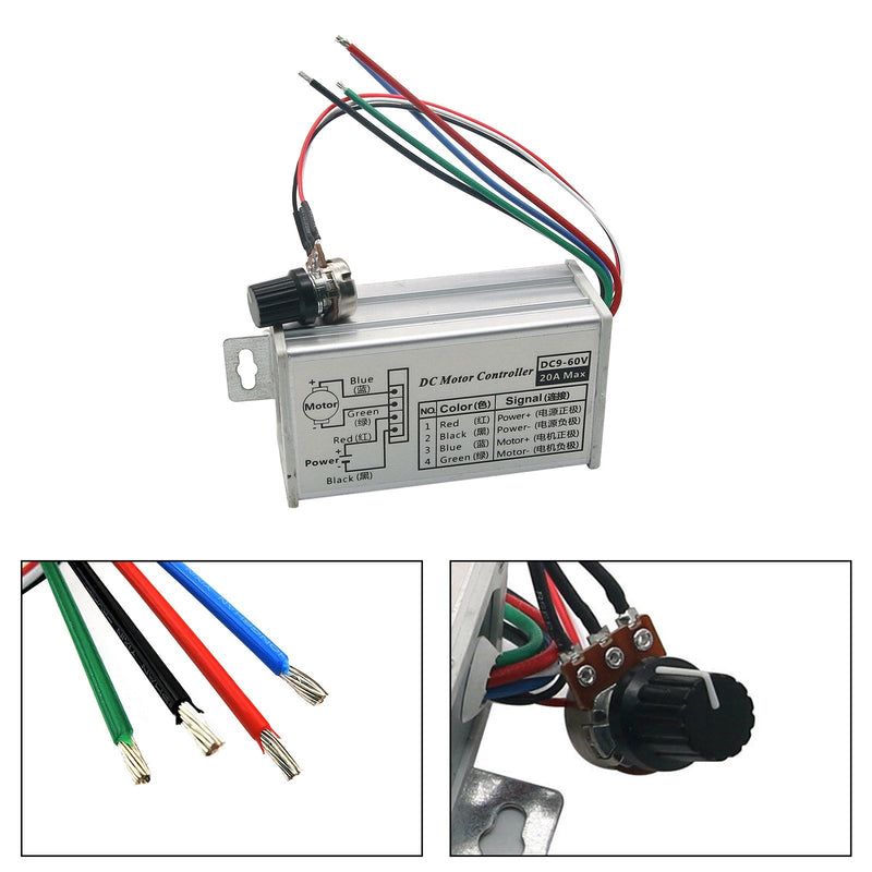 12 V 24 V max 20A PWM DC Motor Schrittless Variabler Geschwindigkeitsregelschalter Steuerelemente