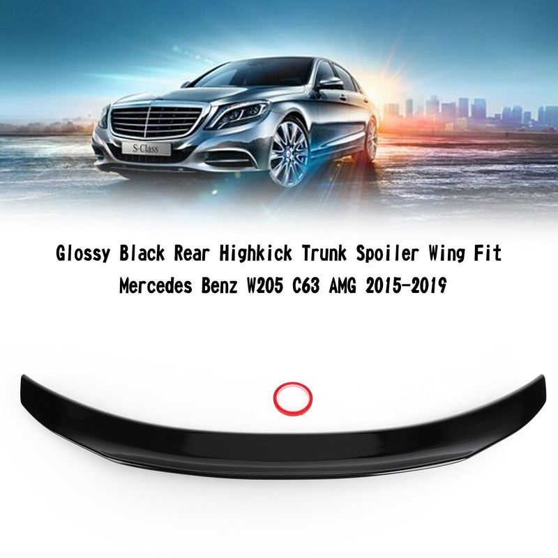 Glanssvart High Kick Rear Spoiler Wing för Mercedes Benz W205 C63 AMG 2015-2021 Generic