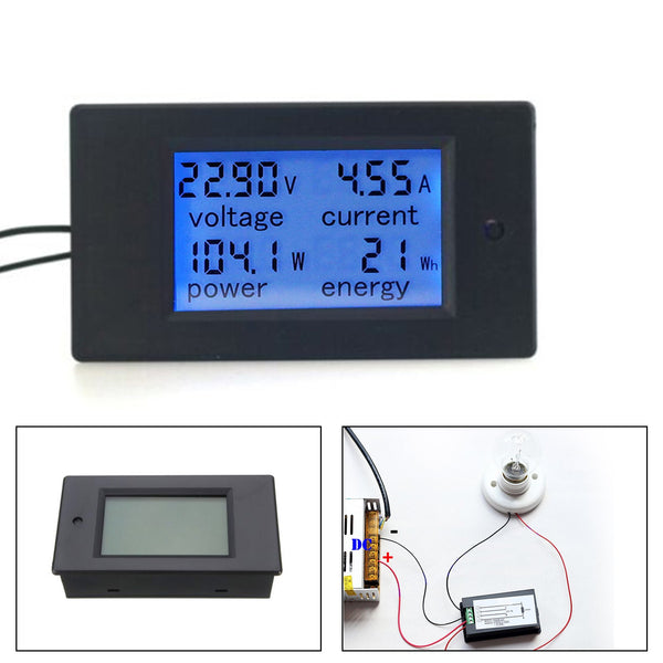 DC 20A 100V LCD Digital Volt Spänning Watt Ström Effektmätare Amperemeter Voltmeter