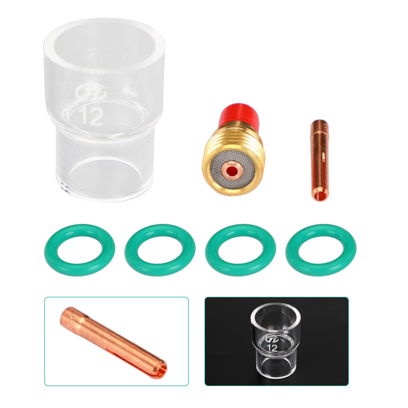 7 kpl TIG-hitsauspoltin Stubby Gas Lens Pyrex Glass Cup Kit WP-9/20/25