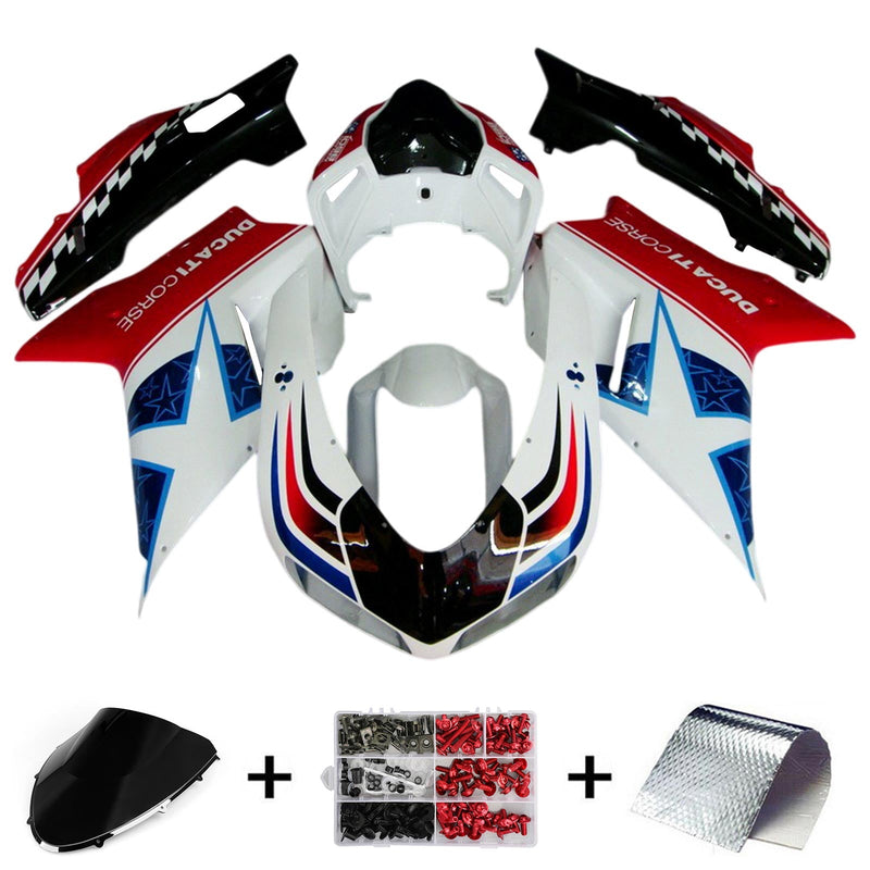 Amotopart kåpa Set för Ducati 1098 1198 848 2007-2011 Kaross ABS