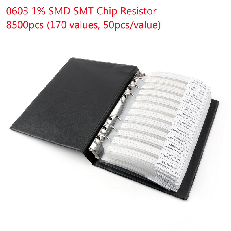 8500 sztuk 0603 1% SMD Chip SMT Rezystor 170 wartości Książka próbna Zestawy Yageo DIY