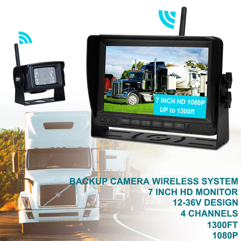 7" kabelloses AHD 1080P Display 1CH Rückfahrkamera-Set für LKW-Anhänger